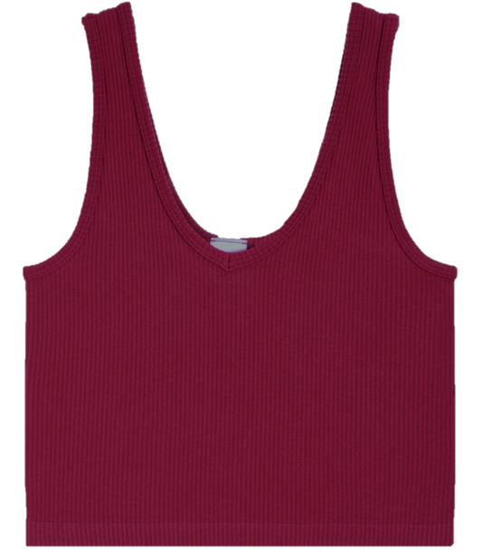 Maroon Seamless ribbed tank