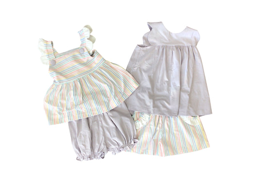 Pastel Stripe Scalloped Bloomer Set