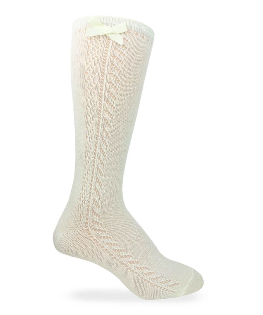 Ivory bow knee sock