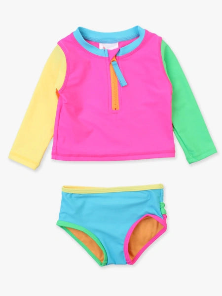 Neon Color Block 2pc Rash Guard set