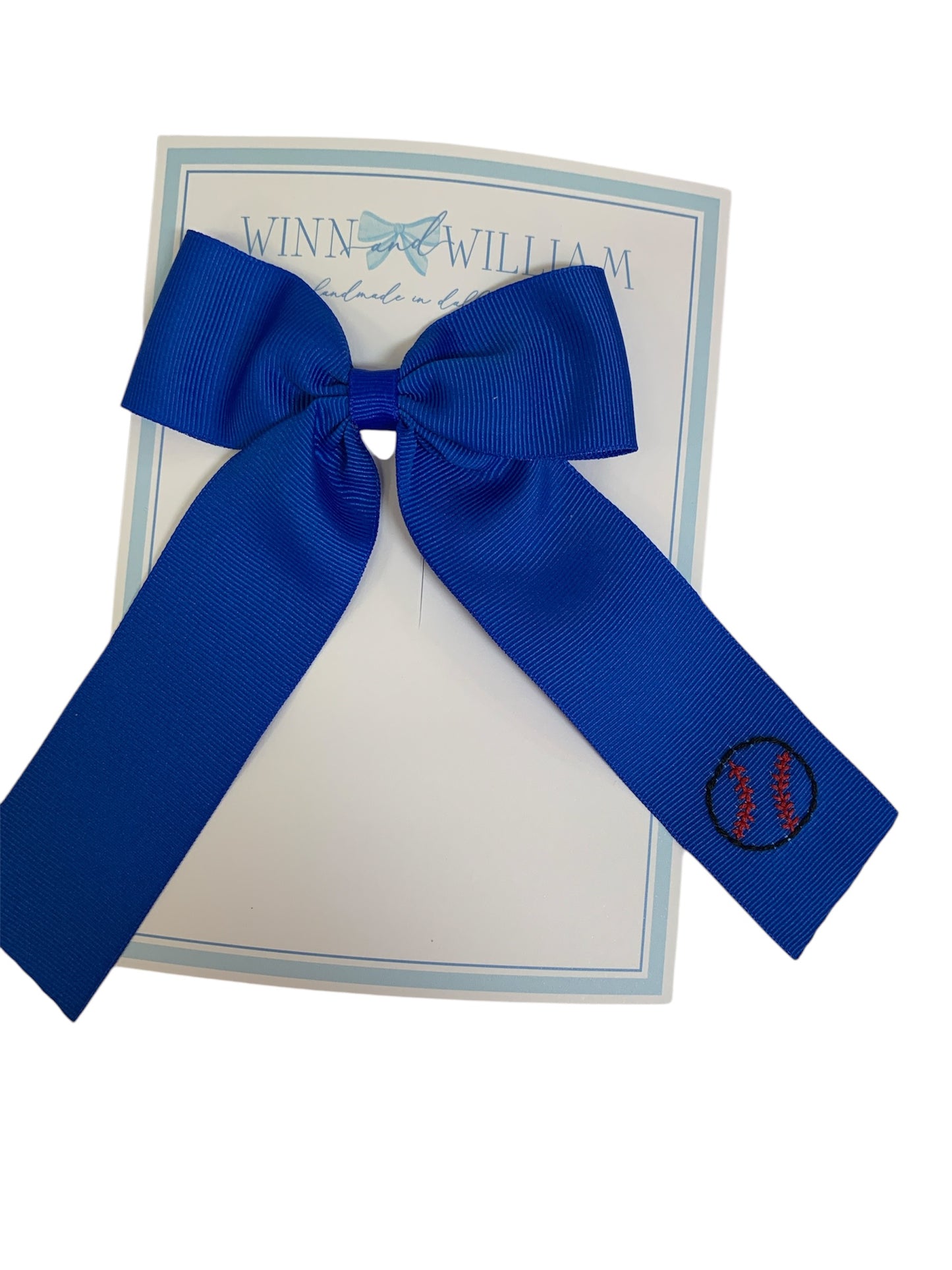 Blue Baseball Bow