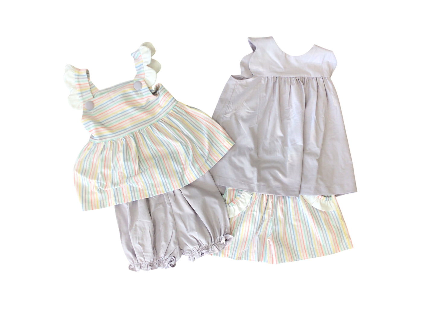 Pastel Stripe Scalloped Short Set