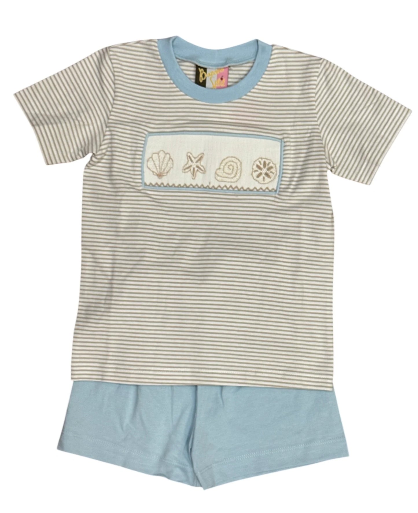 Seashell Smocked Boy Short Set