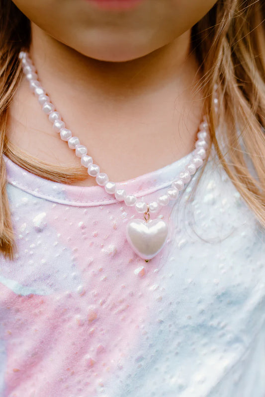 Pink pearl heart necklace