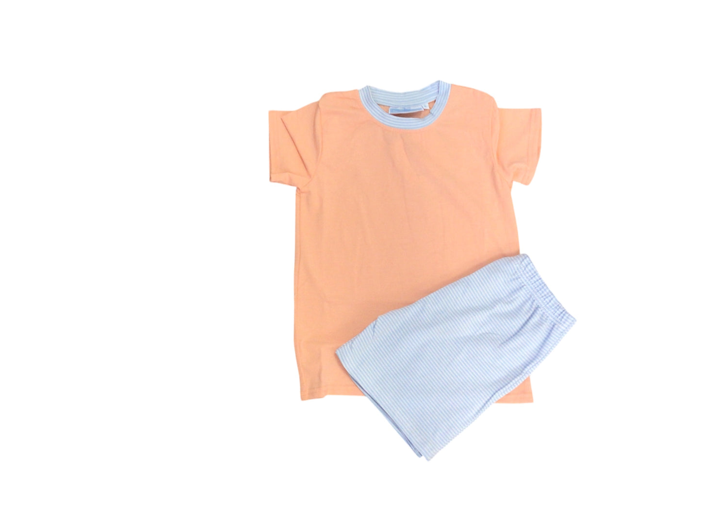 Shepherd Short Set-Blue Stripe/Coral