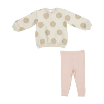 Beige Dot Sweatshirt and Legging Set