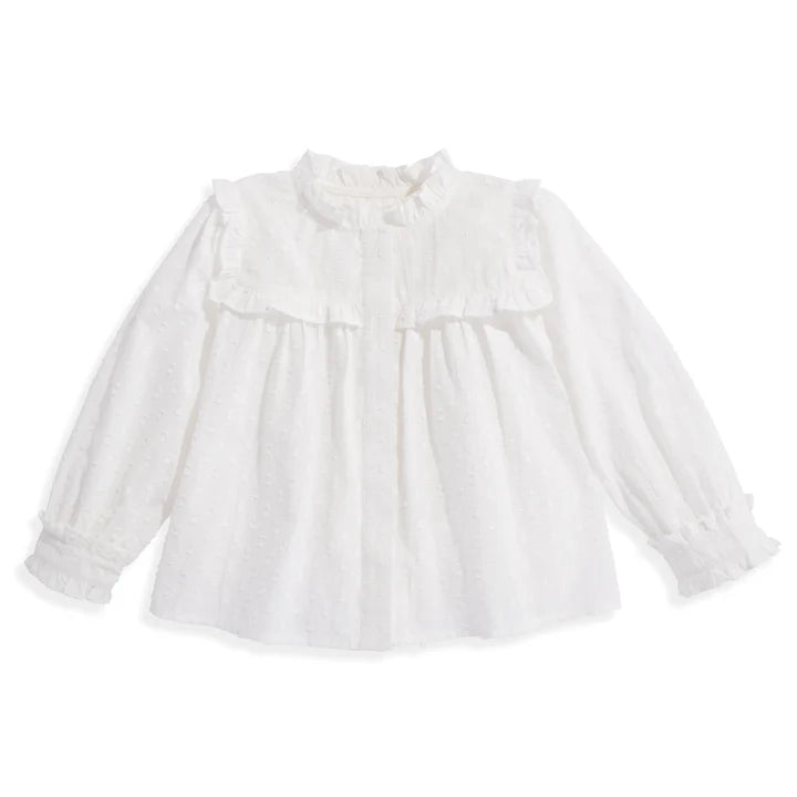 ivory swiss dot peasant top