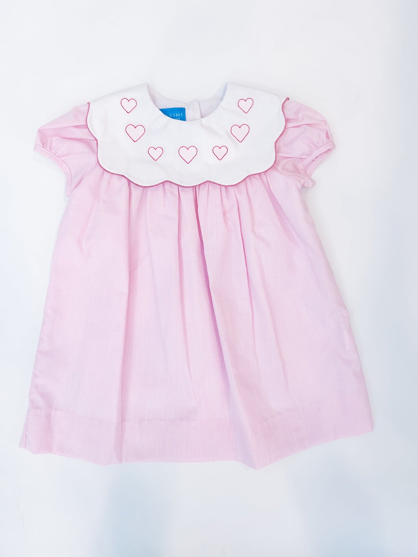 Pink Gingham w/ Heart Collar Dress