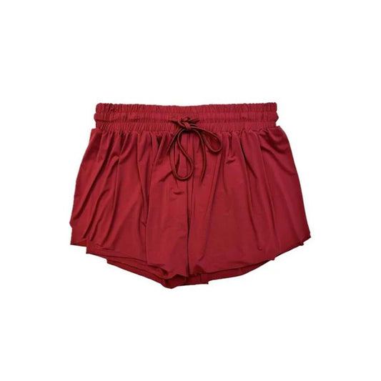 burgundy fly away short