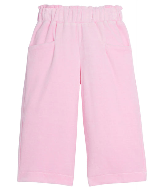 Cropped Palazzo Pants-Pink Velour