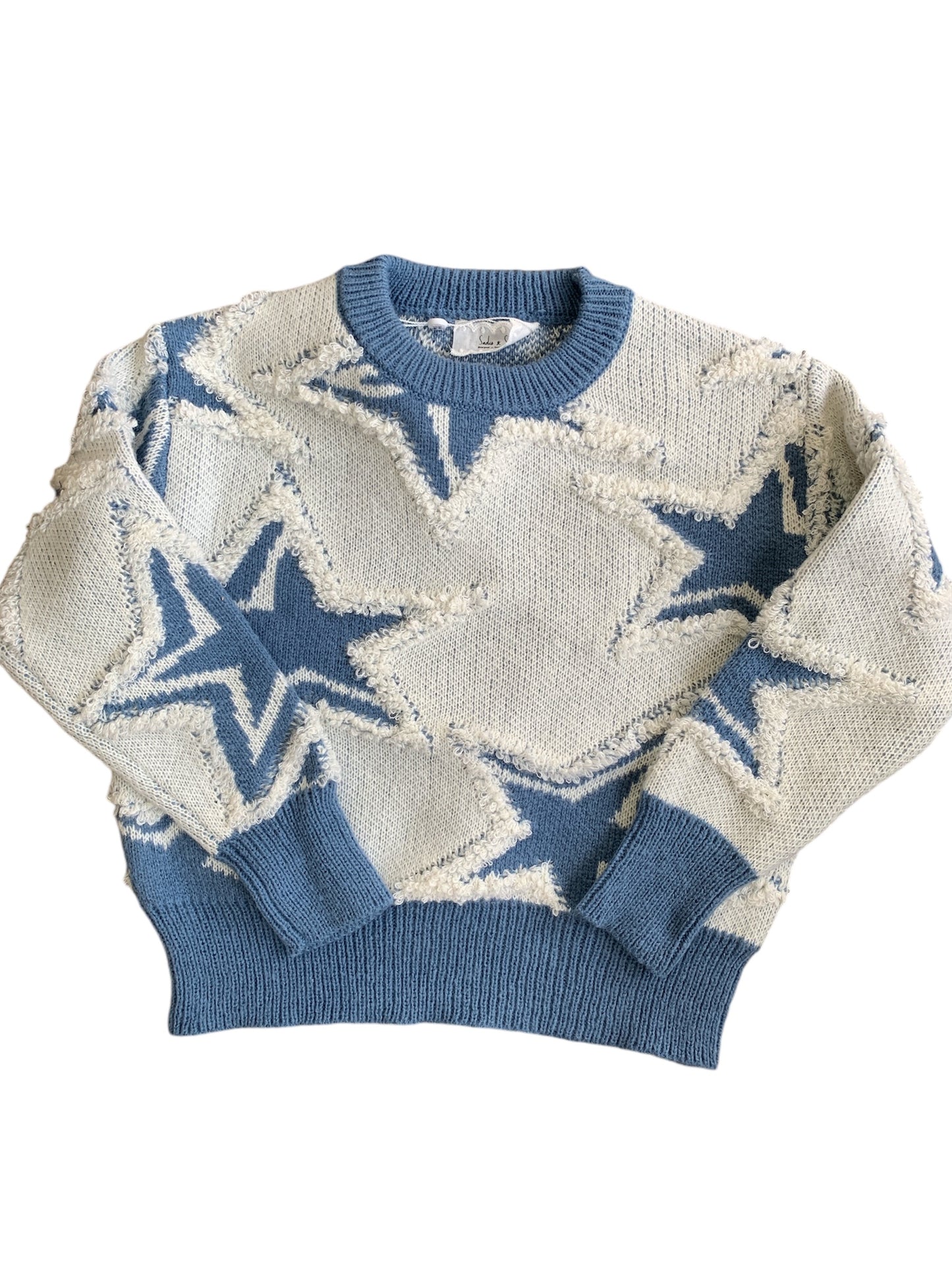 Showtime Star Intarsia Sweater-Ivory/Blue