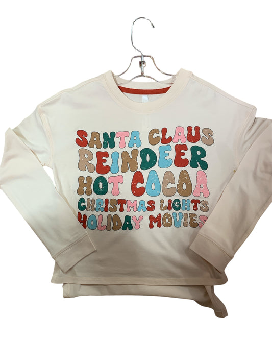 Santa, Reindeer, Hot Cocoa LS Top