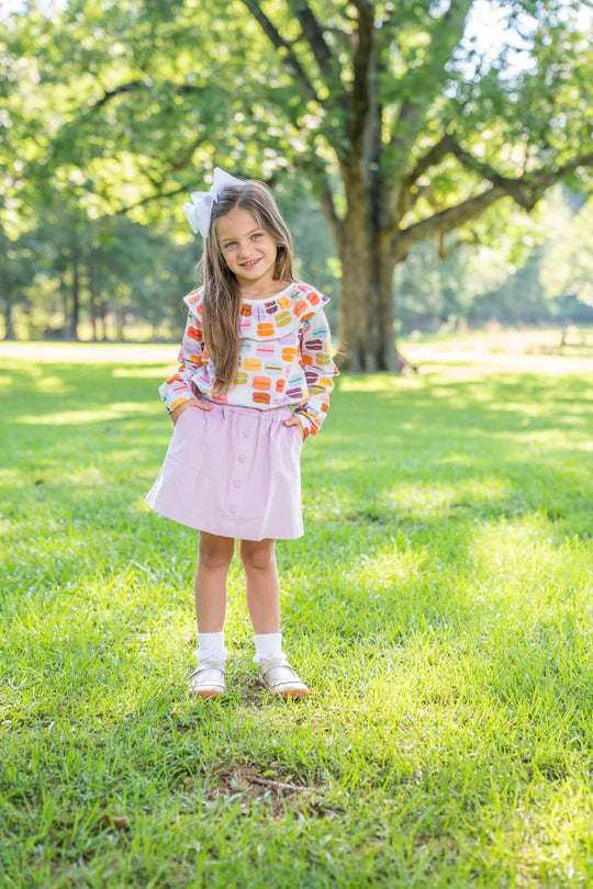 Button Front Cord Skirt