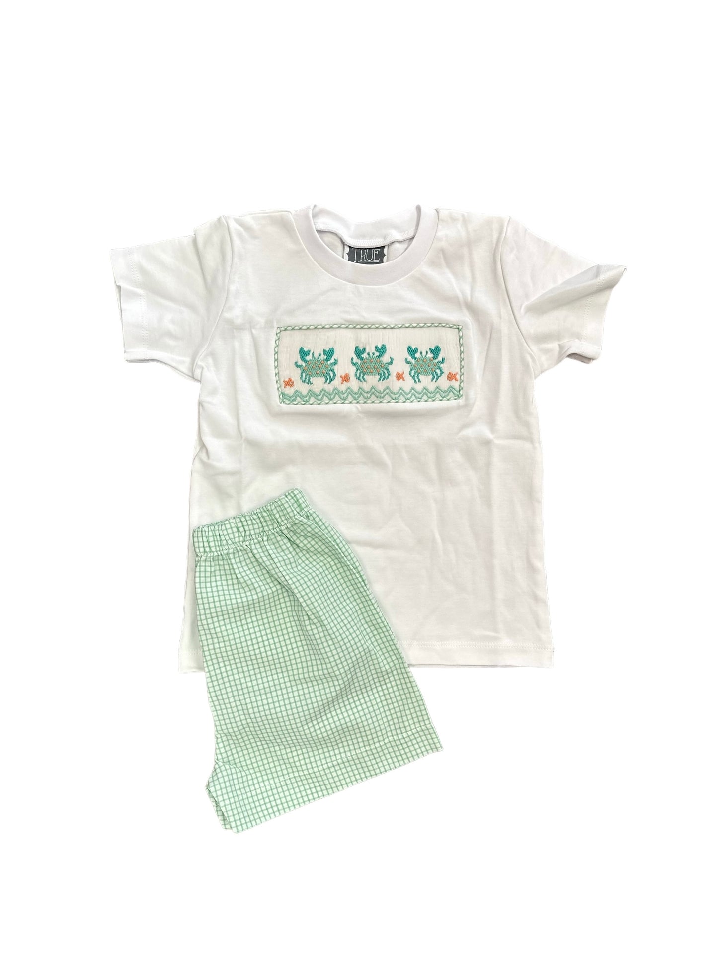 Smocked crab boy tee set