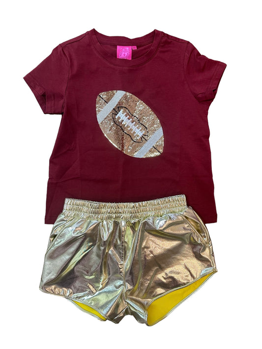 Kids maroon and gold football tee