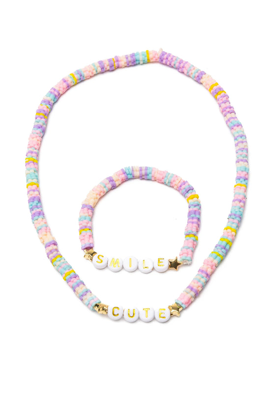 Cute smile necklace and bracelet set