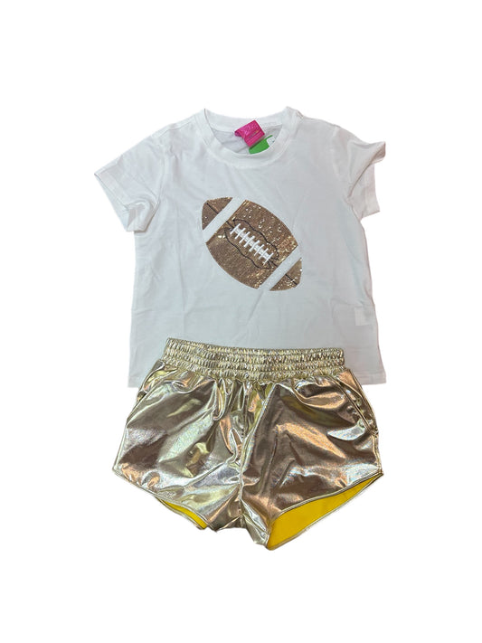 White and gold football tee