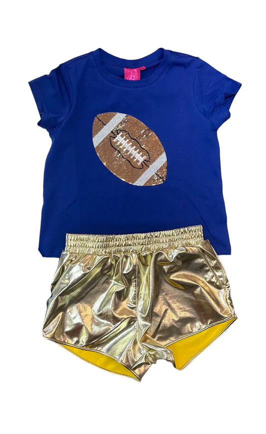 Royal and Gold football tee