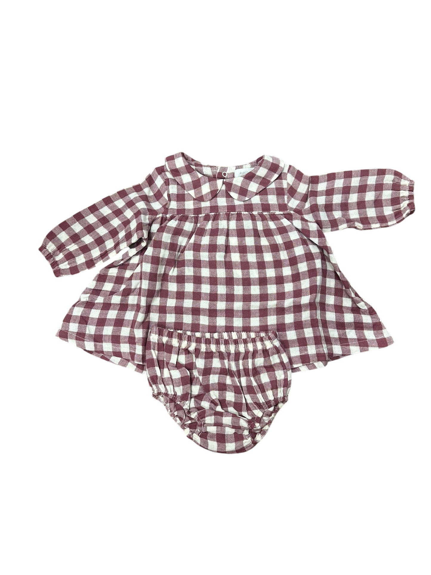 Gingham plum dress and legging set