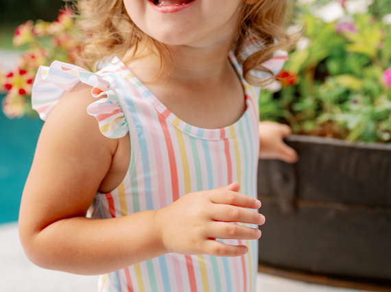 Rainbow stripes lottie swimsuit