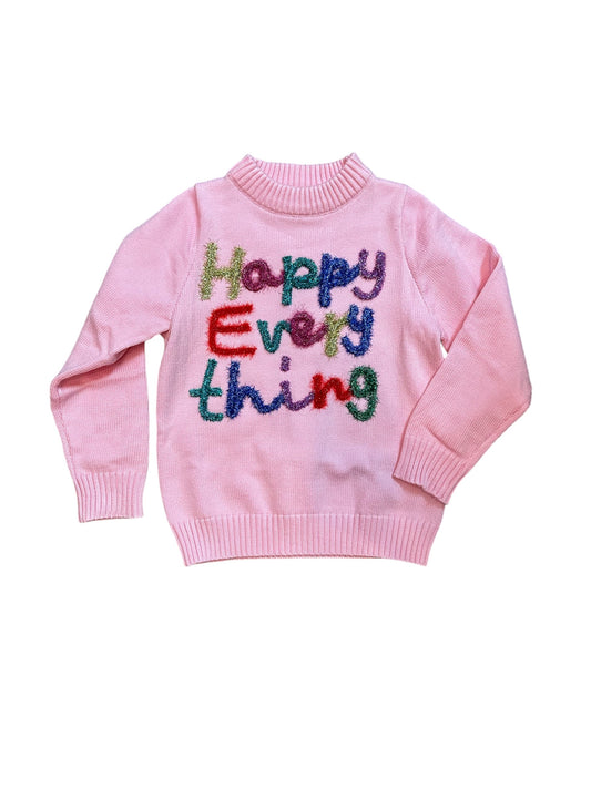 Pink Happy Everything Tinsel Sweater