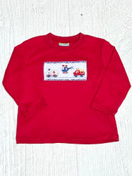 Emergency cars red knit ls shirt