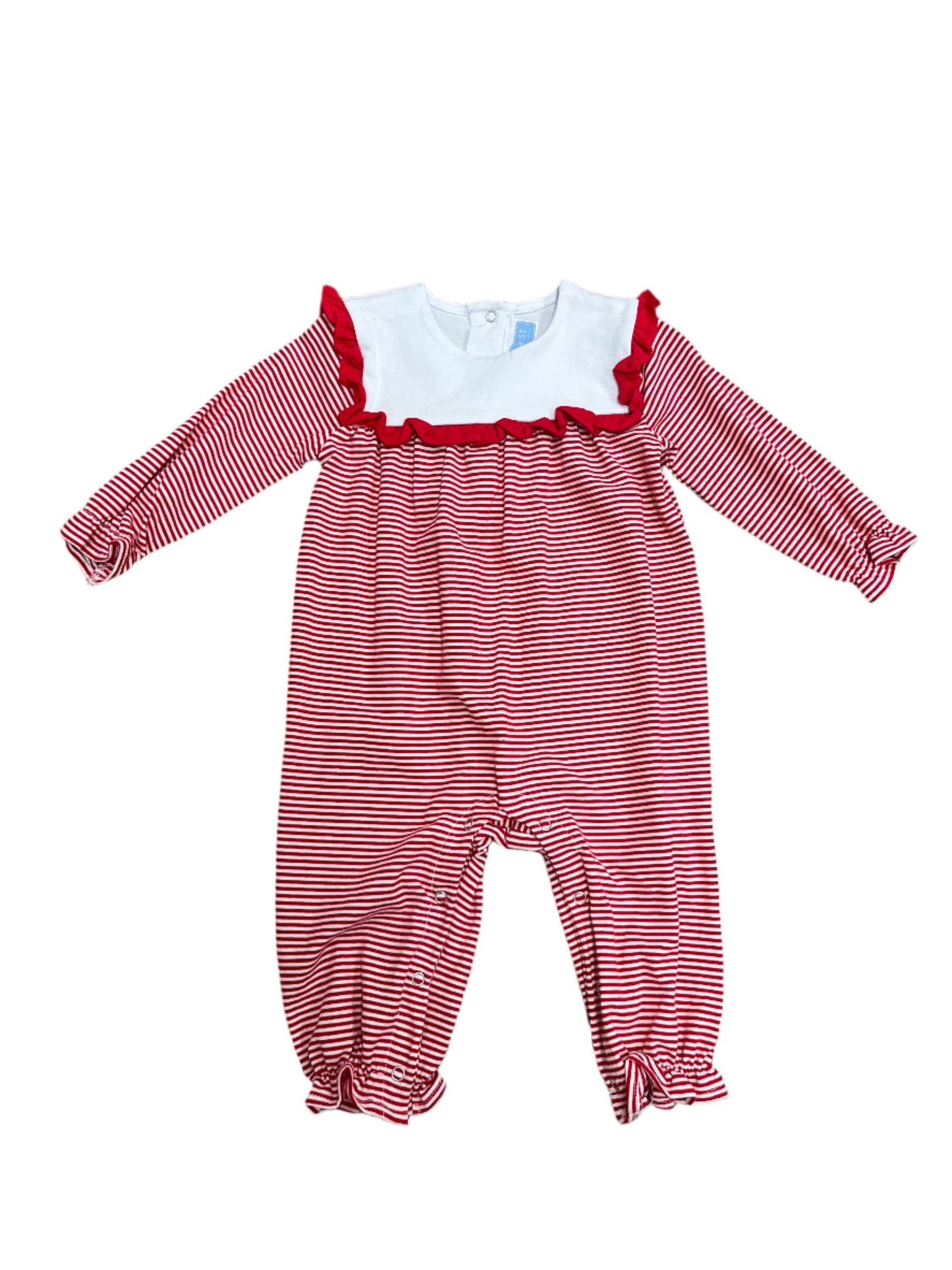 merry red striped romper