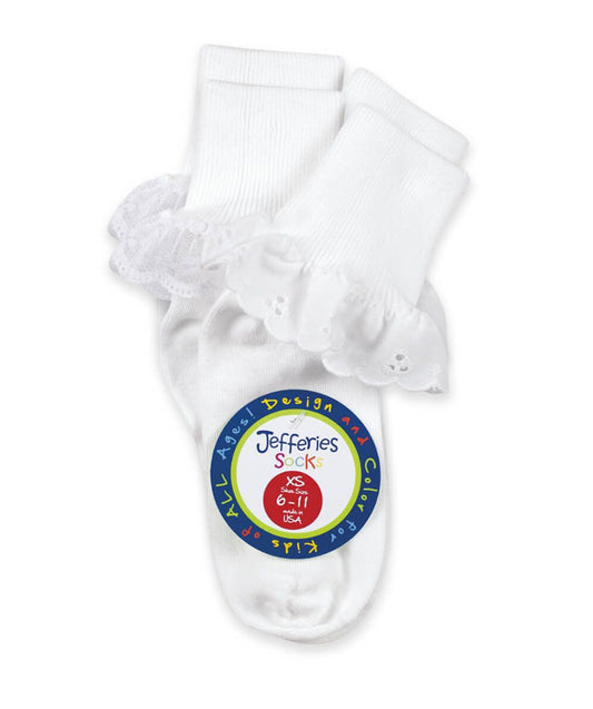 white eyelet socks