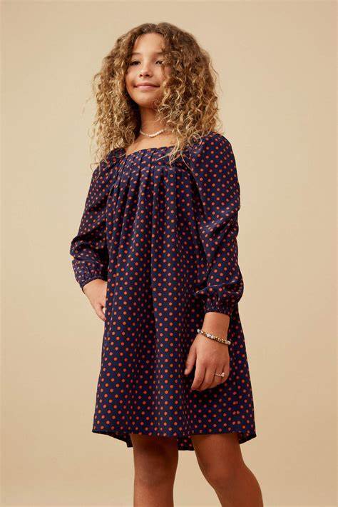 Navy/Orange Dot Dress