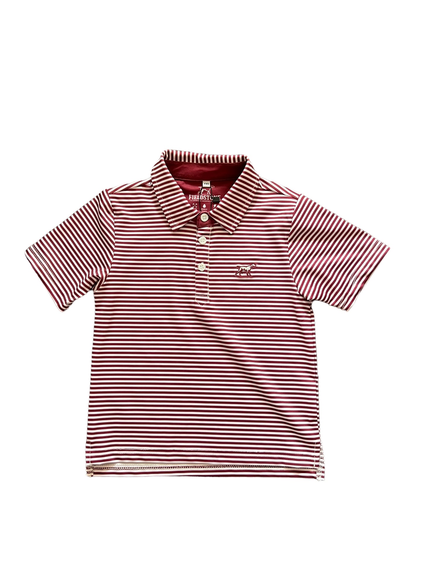 Maroon and white polo