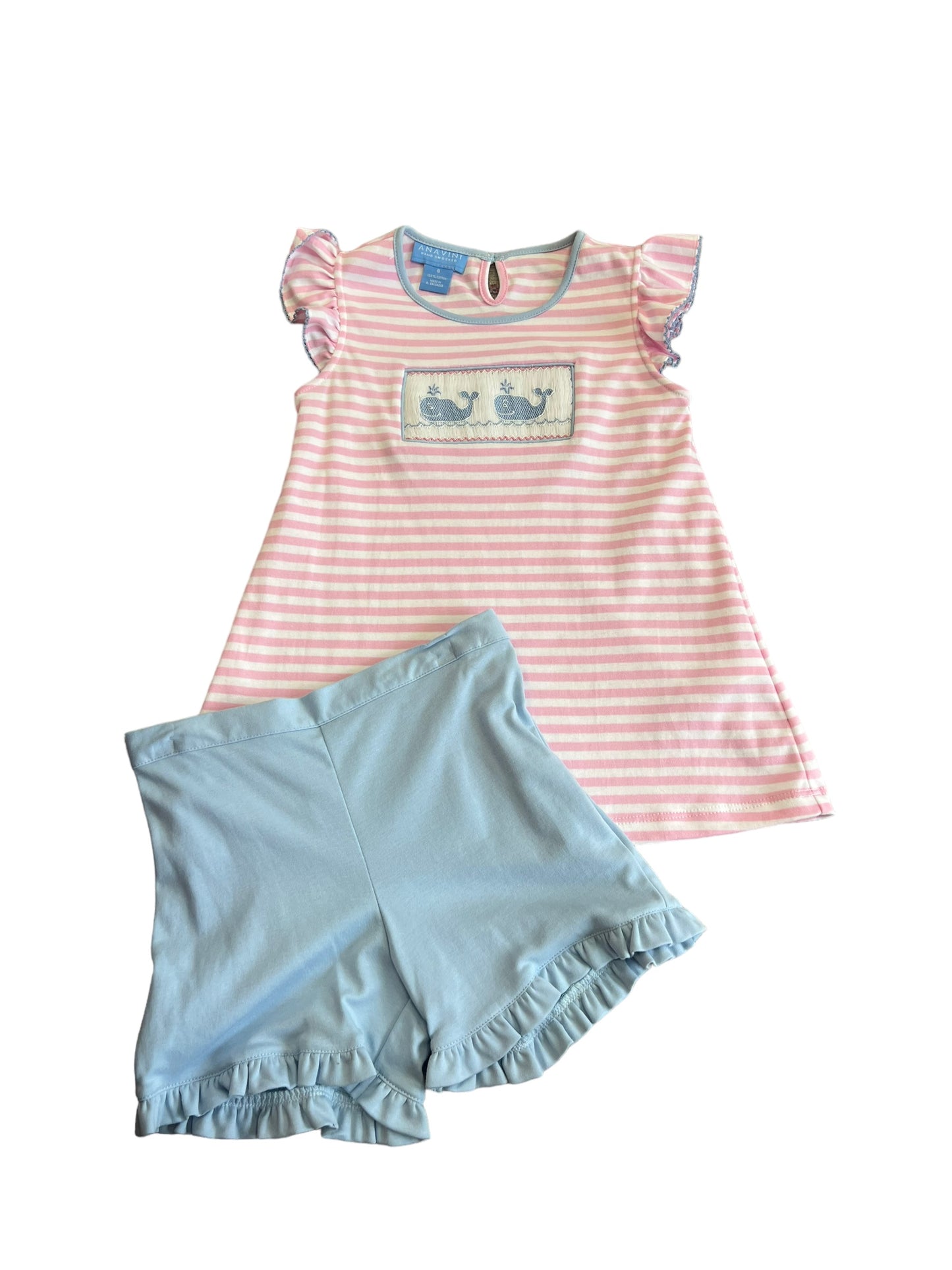 pink whales short set