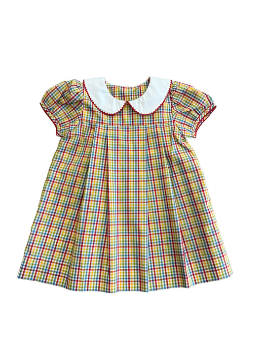 Pleated gingham dress