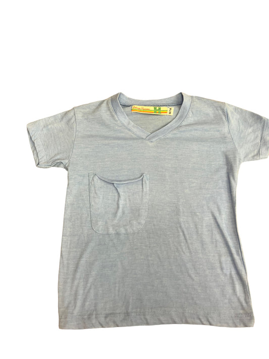 Blue V neck pocket tee