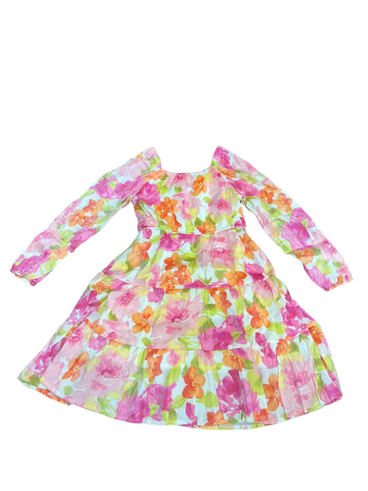 Pink/orange floral LS dress