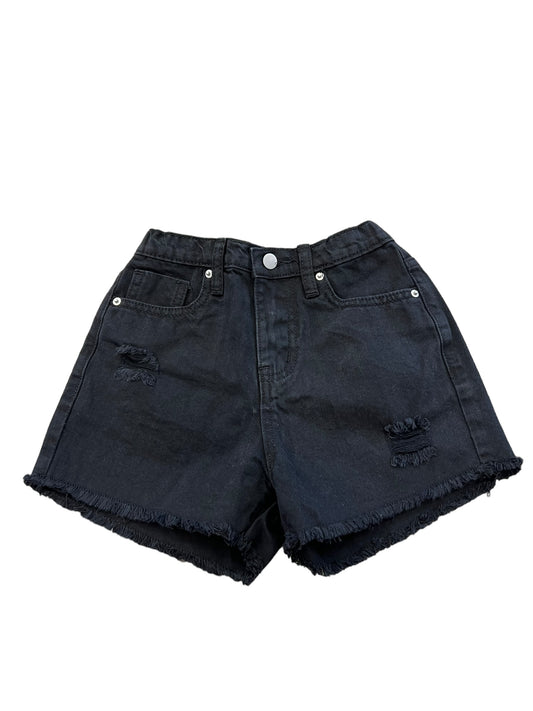 Black denim shorts