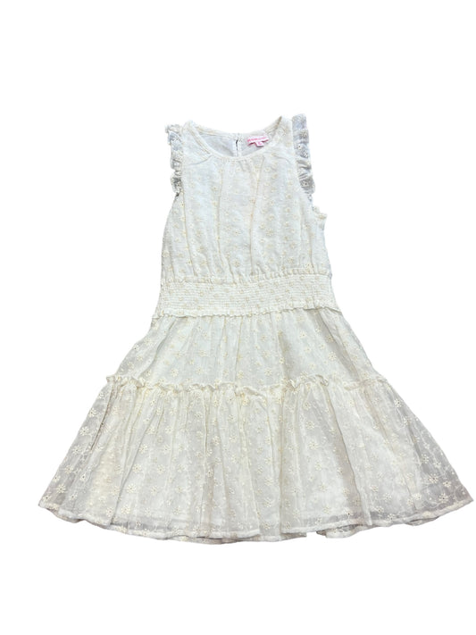 White emb flower dress