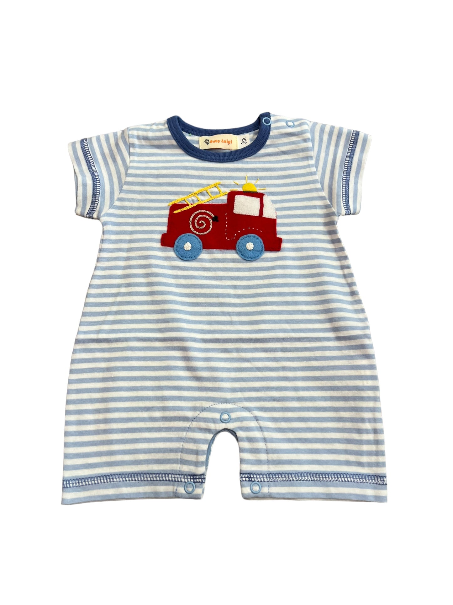 Blue firetruck romper