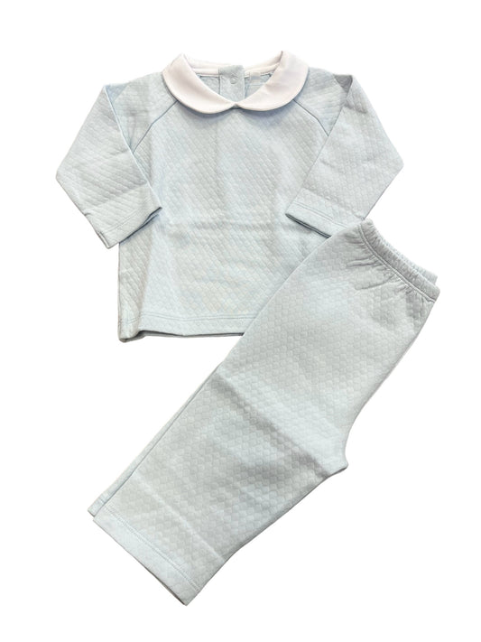 light blue quilted set