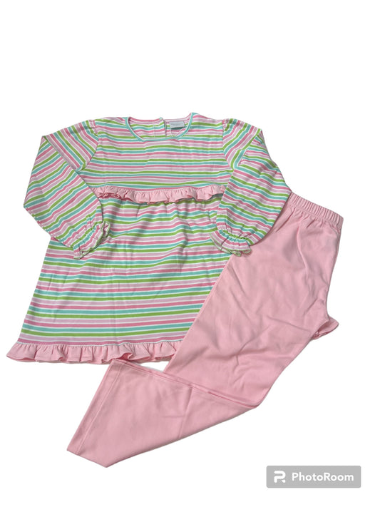 pink/green stripe ruffle set