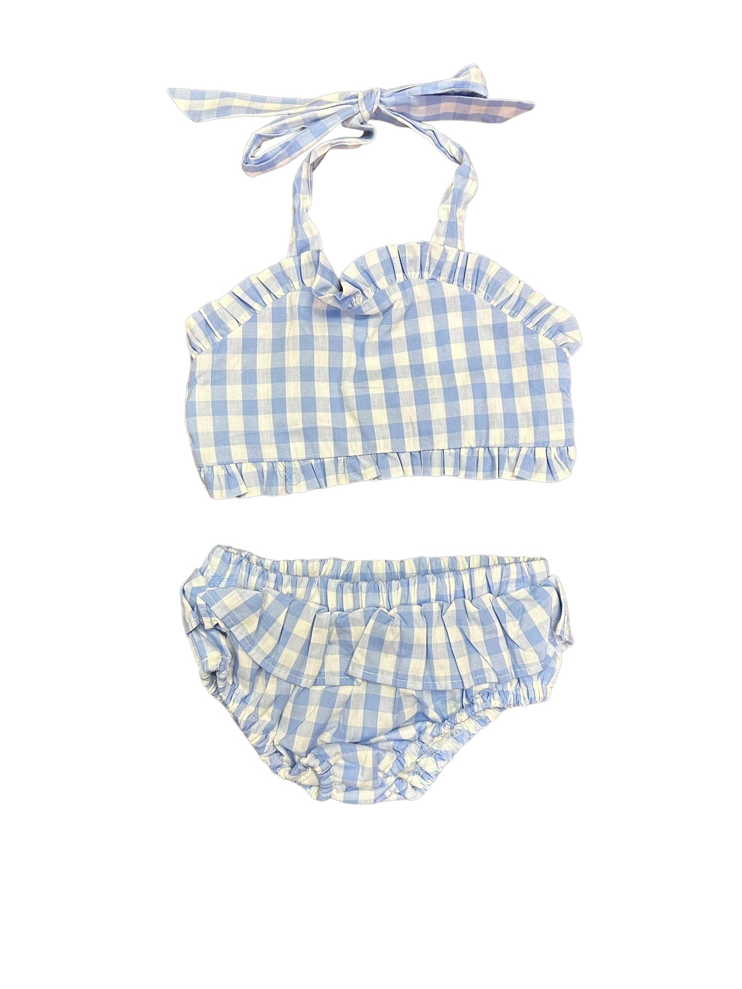 Blue gingham swimsuit