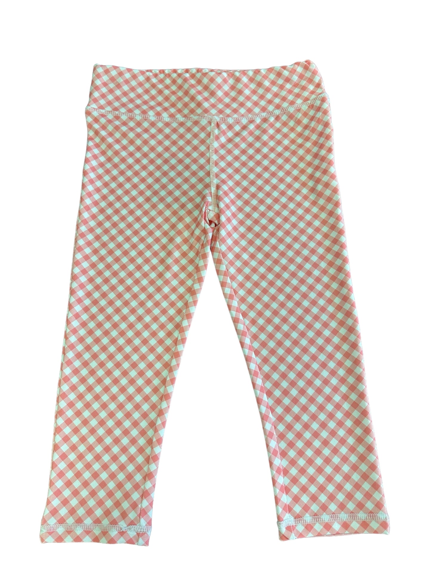 Pink gingham crop leggings