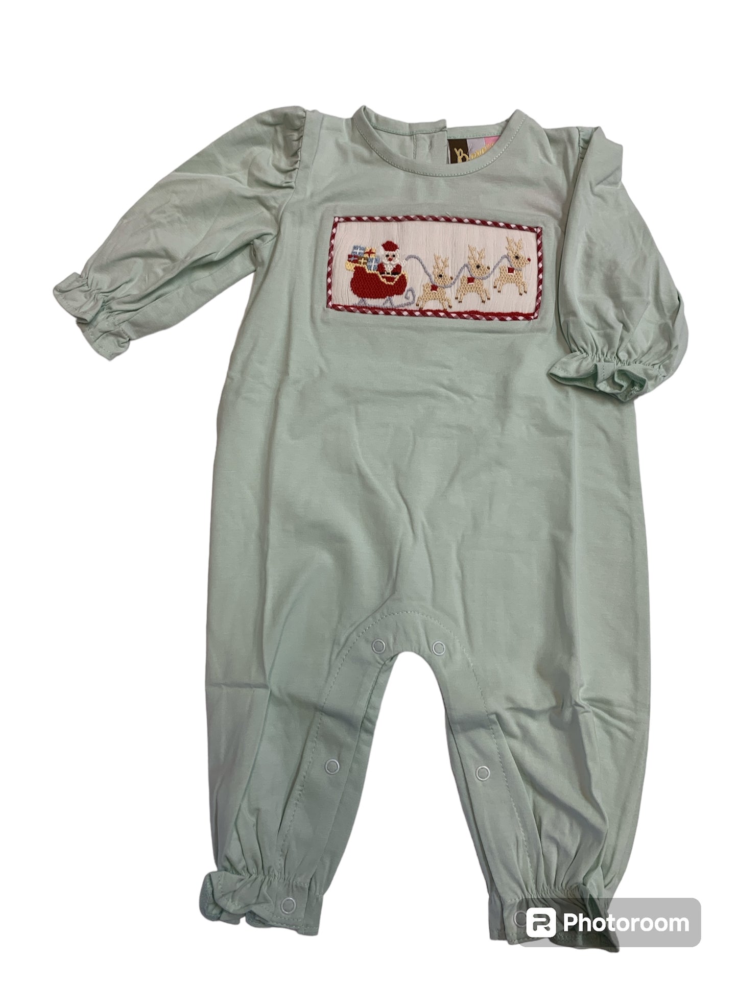 santa's sleigh smocked romper