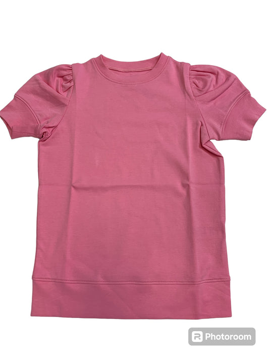 Puff sleeve top-hot pink