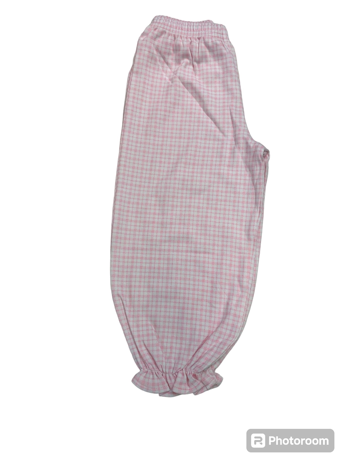 pink/white knit windowpane bloomer pants