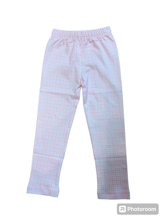 pink windowpane straight leggings