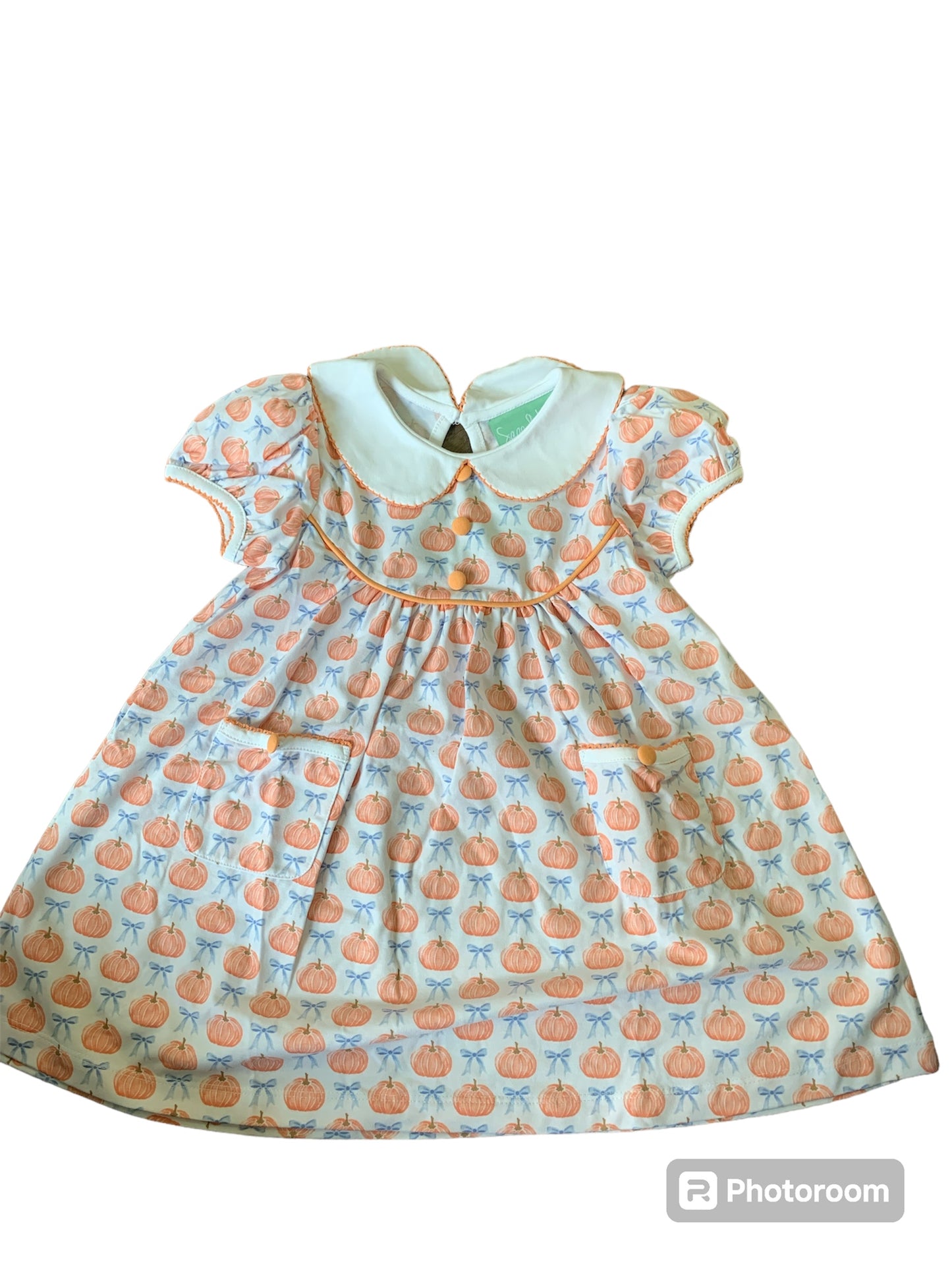 Orange pumpkin button dress