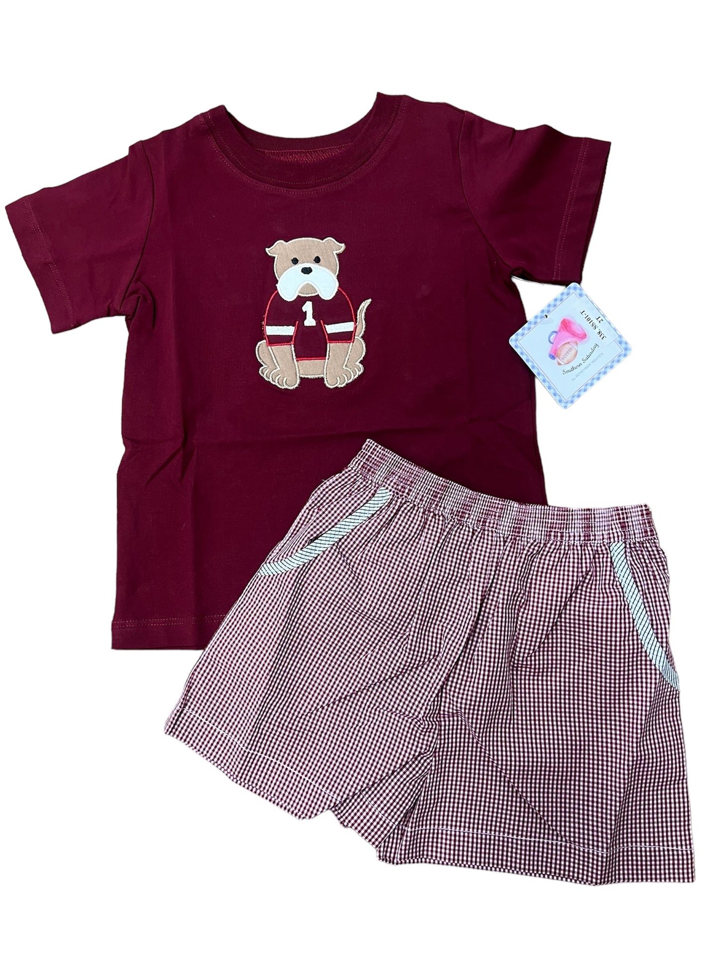 maroon bulldog short set