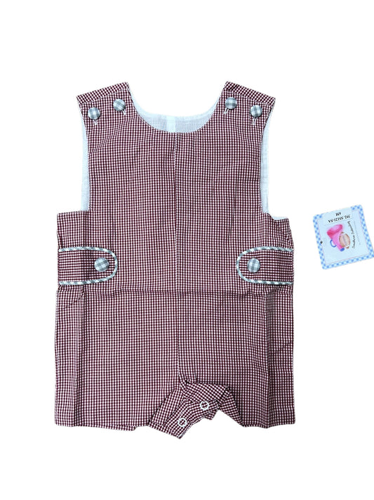 maroon/gray boy shortall