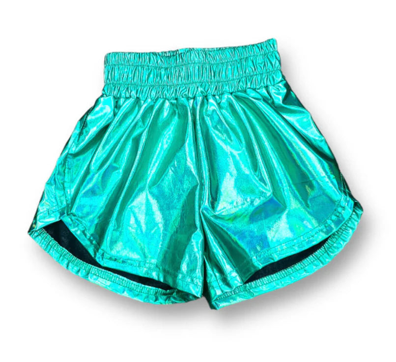 Teal Metallic Shorts