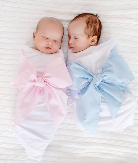 Bow swaddle blue